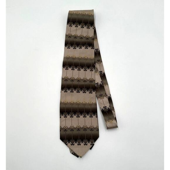 Bergamo New YorkbSilk X-Long Tie Fomal Dressy Brown Gold Geometric 5 FOR $25 💵 - Picture 2 of 8